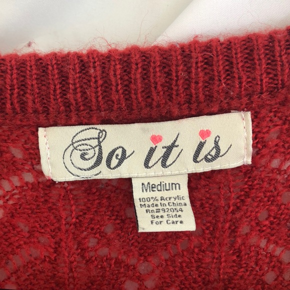 Deep Red Knitted Cardigan - Picture 3 of 3